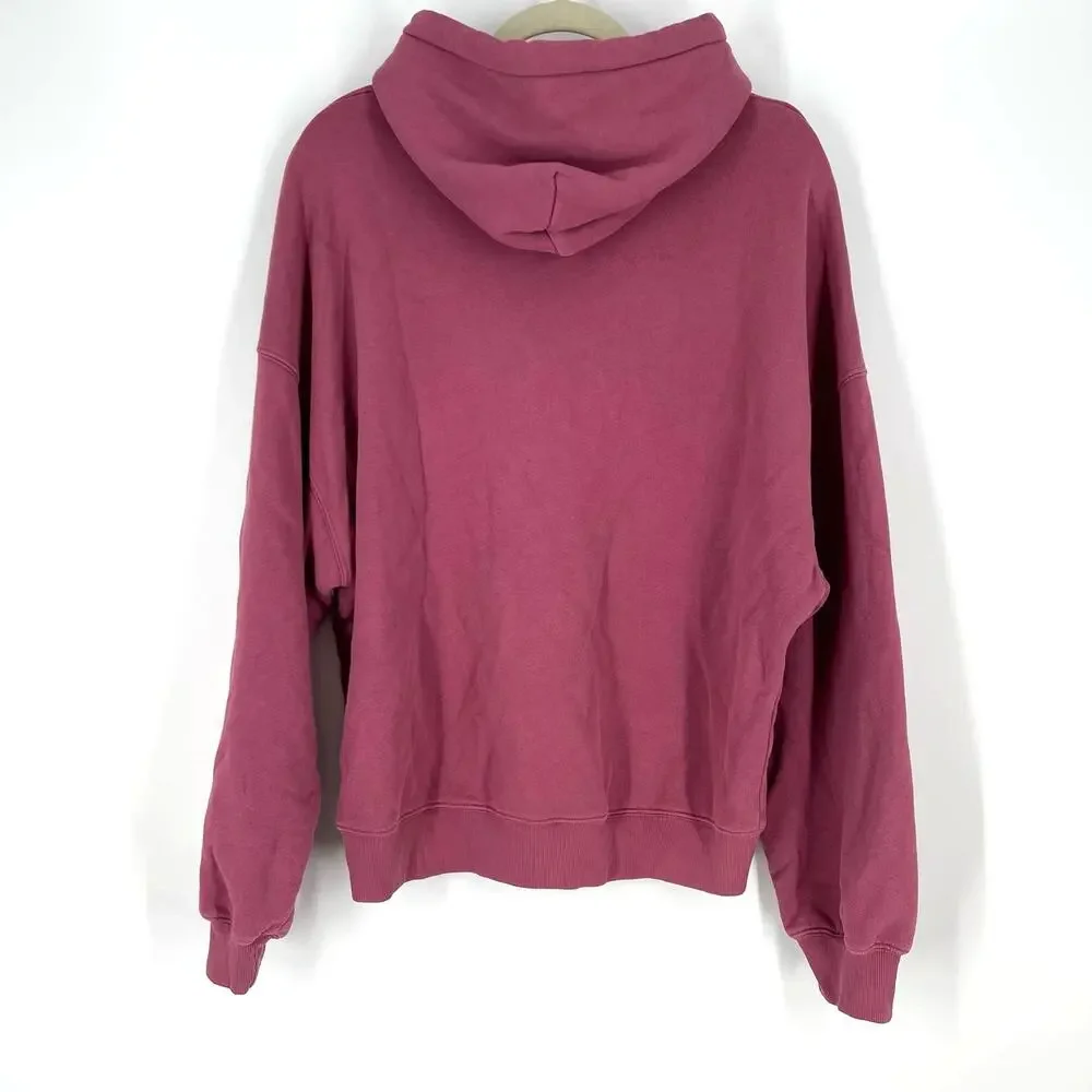 Daydreamer Def Leppard Too Late For Love Oversized Hoodie Sweatershirt Pink XS